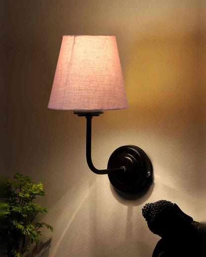 Timeless Classic Cotton Wall Mounted Lamp With Iron Base | 7 x 6 x 10 inches