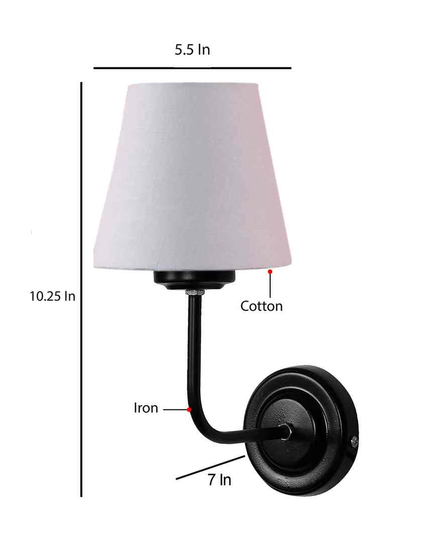 Timeless Classic Cotton Wall Mounted Lamp With Iron Base | 7 x 6 x 10 inches