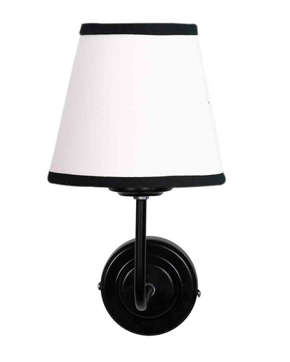 Elegant Chic White & Black Cotton Wall Mounted Lamp Iron Base | 7 x 6 x 10 inches