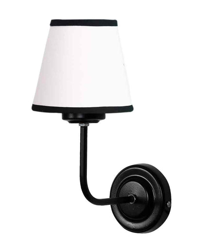 Elegant Chic White & Black Cotton Wall Mounted Lamp Iron Base | 7 x 6 x 10 inches