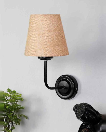 Rustic Warm Jute Wall Lamp Iron Base | 7 x 6 x 10 inches