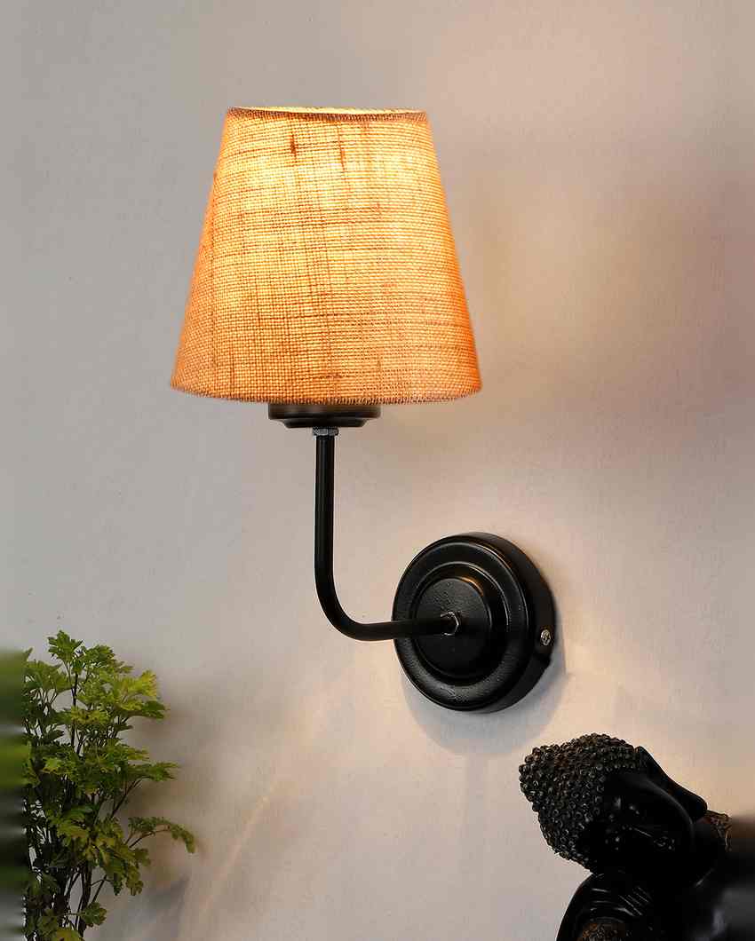 Rustic Warm Jute Wall Lamp Iron Base | 7 x 6 x 10 inches