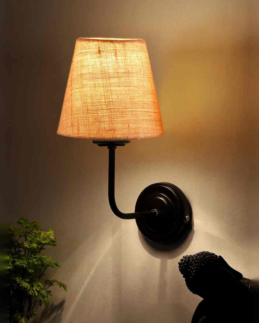 Rustic Warm Jute Wall Lamp Iron Base | 7 x 6 x 10 inches