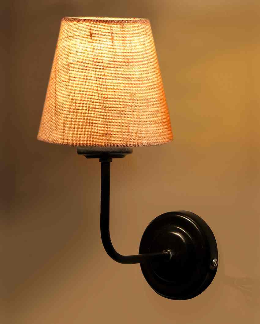 Rustic Warm Jute Wall Lamp Iron Base | 7 x 6 x 10 inches