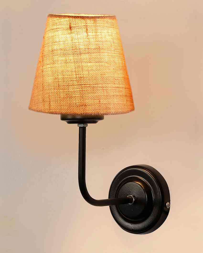 Rustic Warm Jute Wall Lamp Iron Base | 7 x 6 x 10 inches