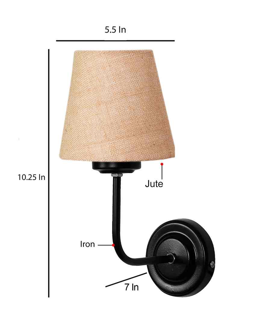 Rustic Warm Jute Wall Lamp Iron Base | 7 x 6 x 10 inches