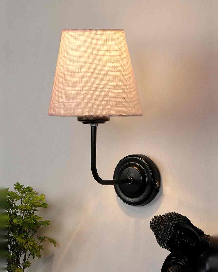 Rustic Warm Jute Wall Lamp Iron Base | 7 x 6 x 10 inches