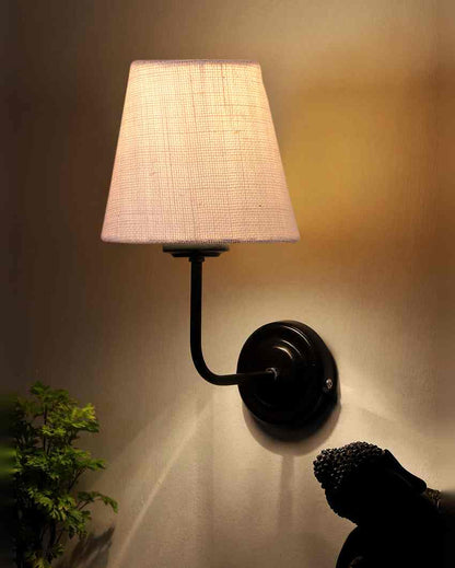 Rustic Warm Jute Wall Lamp Iron Base | 7 x 6 x 10 inches