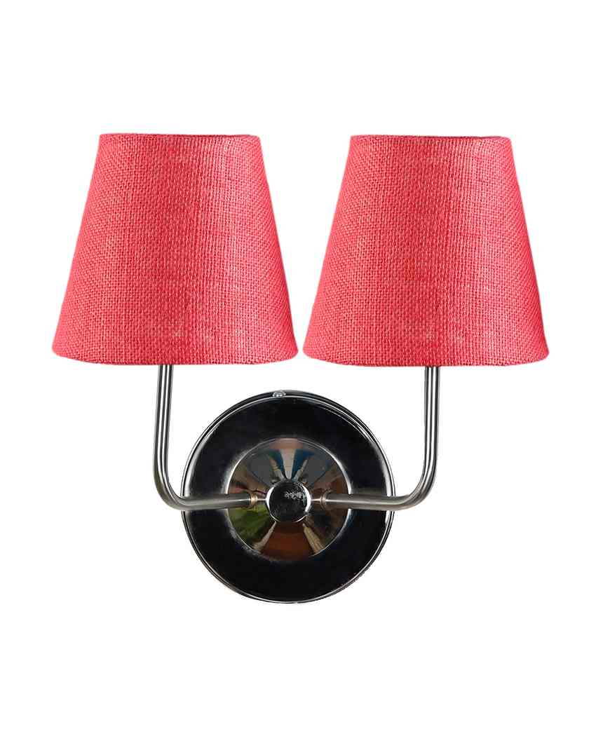 Sleek Cotton Wall Mounted Dual Lamp With Steel Base | Set of 2 | 4 x 13 inches