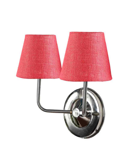 Sleek Cotton Wall Mounted Dual Lamp With Steel Base | Set of 2 | 4 x 13 inches