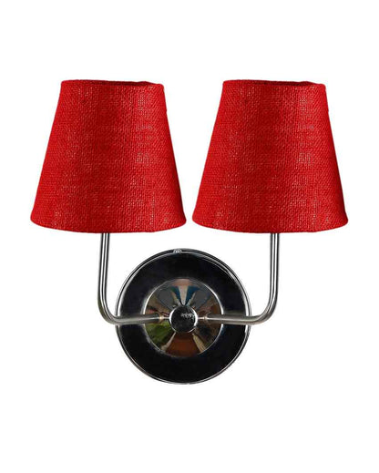 Sleek Cotton Wall Mounted Dual Lamp With Steel Base | Set of 2 | 4 x 13 inches