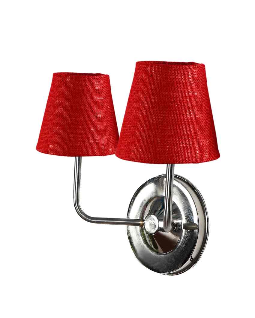 Sleek Cotton Wall Mounted Dual Lamp With Steel Base | Set of 2 | 4 x 13 inches