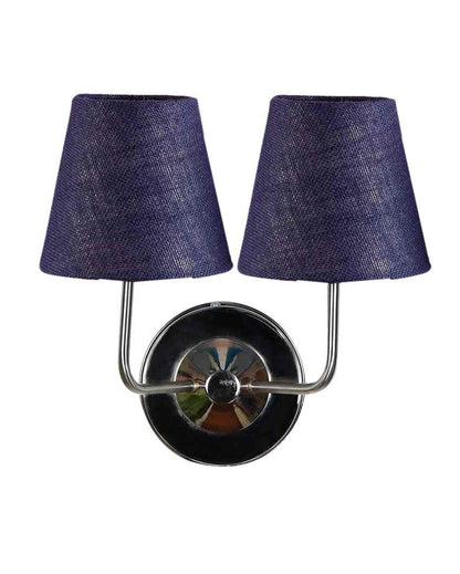 Sleek Cotton Wall Mounted Dual Lamp With Steel Base | Set of 2 | 4 x 13 inches