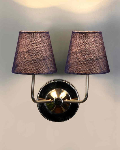 Sleek Cotton Wall Mounted Dual Lamp With Steel Base | Set of 2 | 4 x 13 inches