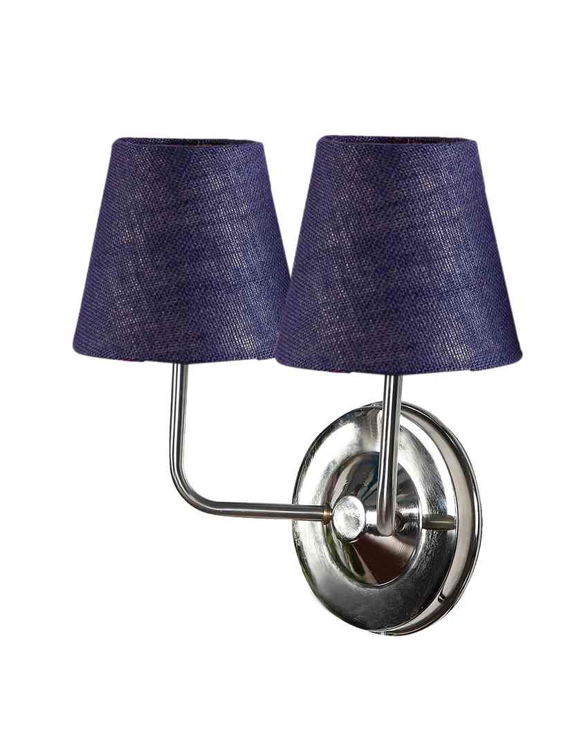 Sleek Cotton Wall Mounted Dual Lamp With Steel Base | Set of 2 | 4 x 13 inches