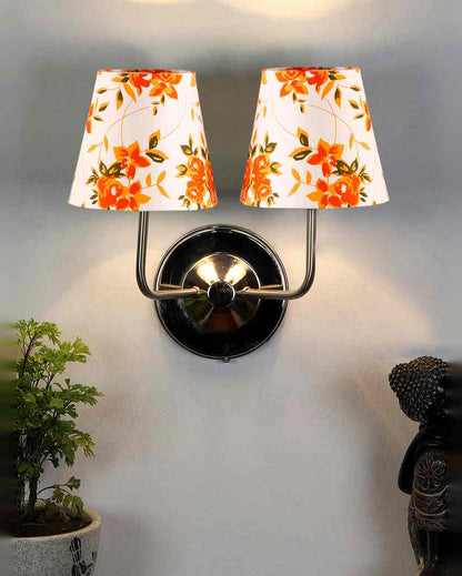 Chic Cotton Wall Mounted Dual Lamp With Steel Base | Set of 2 | 4 x 13 inches