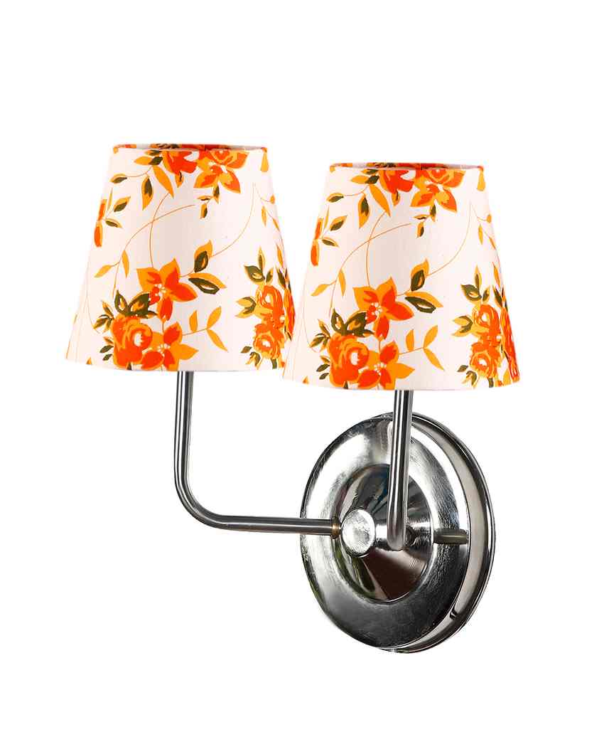 Chic Cotton Wall Mounted Dual Lamp With Steel Base | Set of 2 | 4 x 13 inches