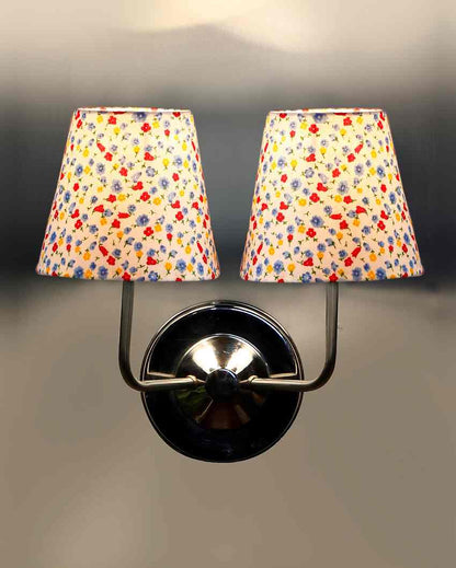 Elegant Classic Refined Cotton Wall Mounted Dual Lamp With Steel Base | Set of 2 | 4 x 13 inches