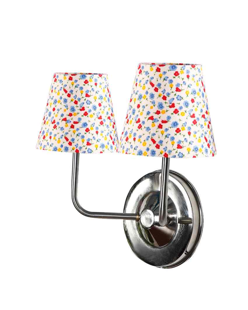 Elegant Classic Refined Cotton Wall Mounted Dual Lamp With Steel Base | Set of 2 | 4 x 13 inches