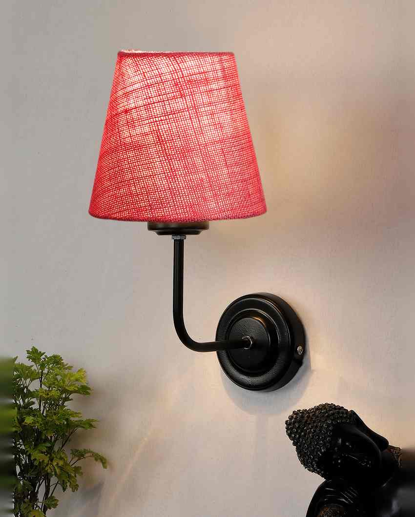 Rustic Warm Jute Wall Lamp Iron Base | 7 x 6 x 10 inches