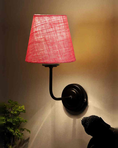 Rustic Warm Jute Wall Lamp Iron Base | 7 x 6 x 10 inches