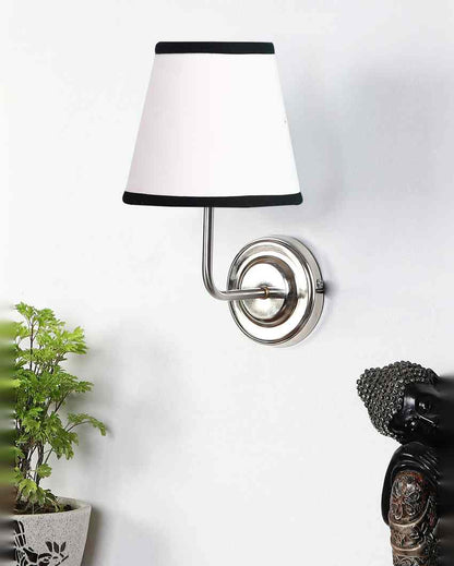 Contrast White & Black Cotton Wall Mounted Lamp With Steel Base | 7 x 6 x 10 inches