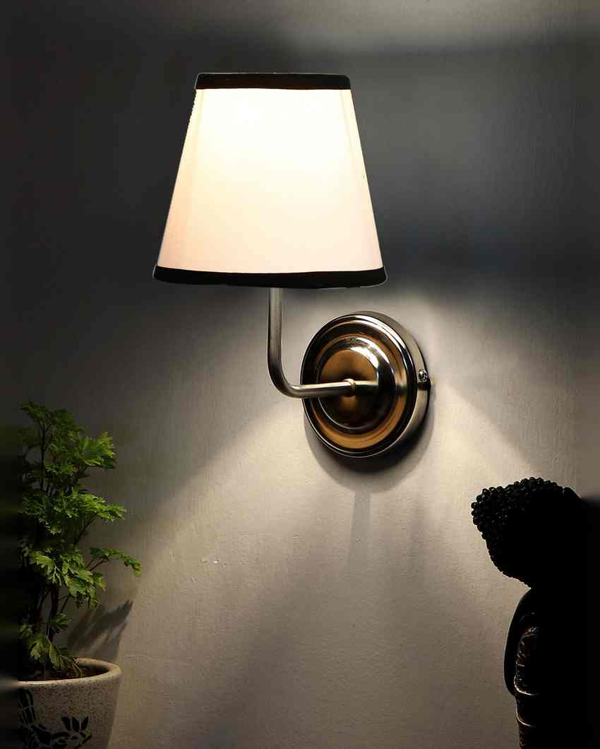 Contrast White & Black Cotton Wall Mounted Lamp With Steel Base | 7 x 6 x 10 inches