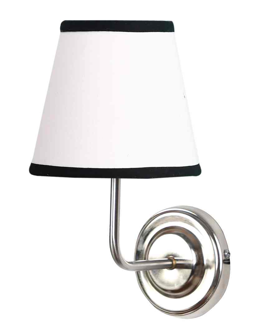 Contrast White & Black Cotton Wall Mounted Lamp With Steel Base | 7 x 6 x 10 inches