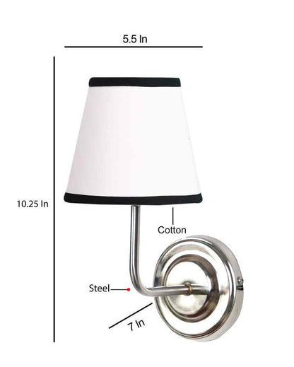 Contrast White & Black Cotton Wall Mounted Lamp With Steel Base | 7 x 6 x 10 inches