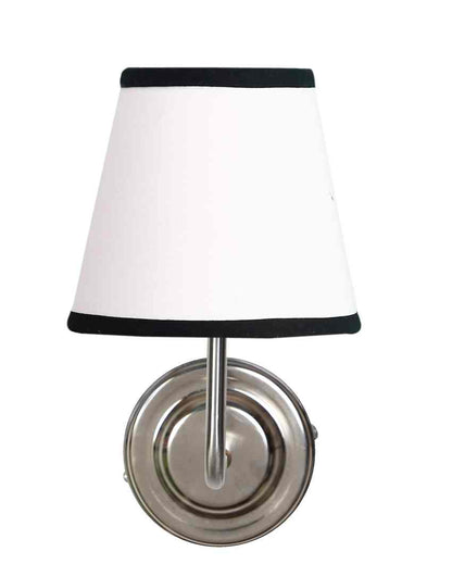 Contrast White & Black Cotton Wall Mounted Lamp With Steel Base | 7 x 6 x 10 inches