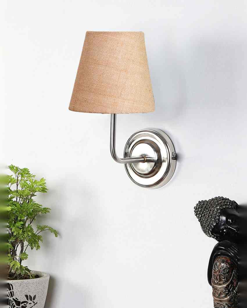 Earthy Jute Wall Mounted Lamp With Steel Base | 7 x 6 x 10 inches