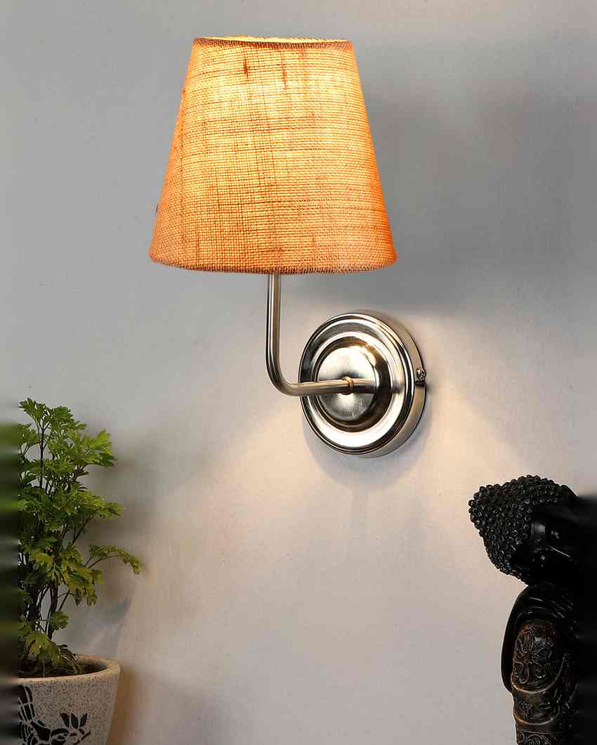 Earthy Jute Wall Mounted Lamp With Steel Base | 7 x 6 x 10 inches