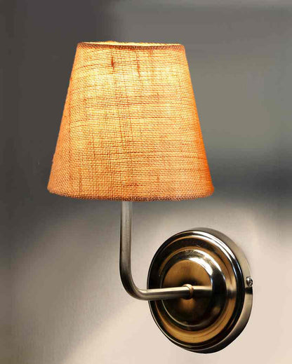 Earthy Jute Wall Mounted Lamp With Steel Base | 7 x 6 x 10 inches