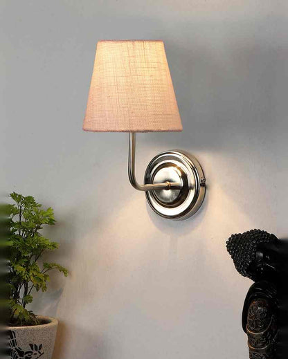 Earthy Jute Wall Mounted Lamp With Steel Base | 7 x 6 x 10 inches