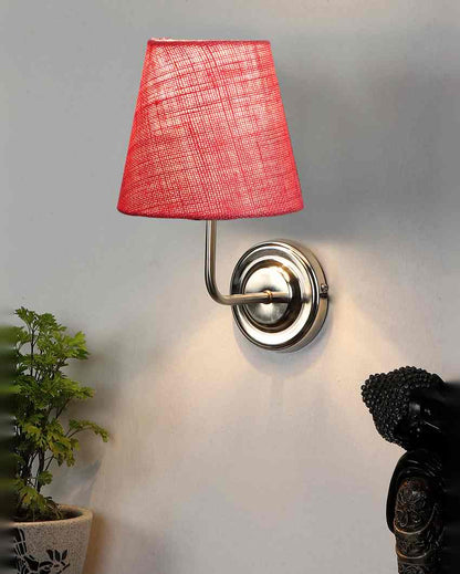 Earthy Jute Wall Mounted Lamp With Steel Base | 7 x 6 x 10 inches