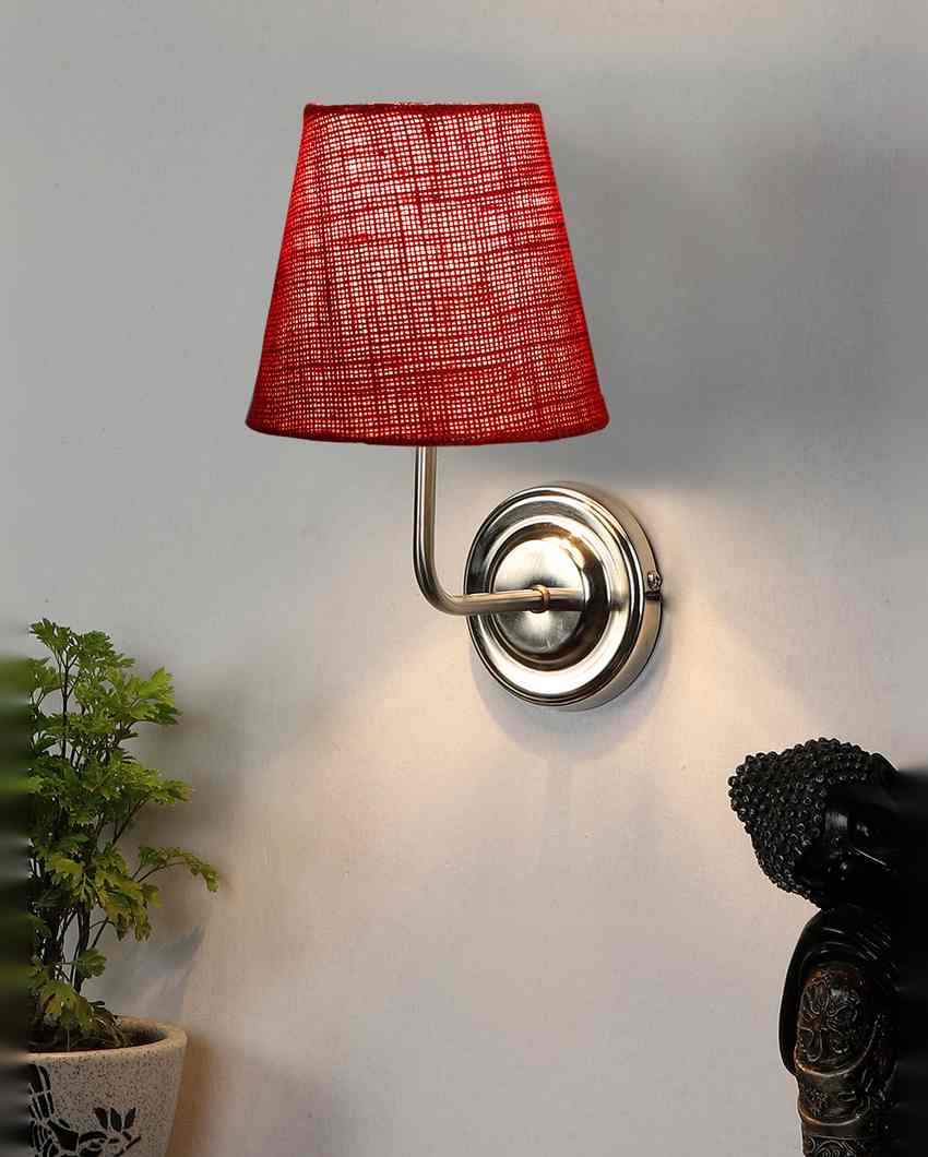 Earthy Jute Wall Mounted Lamp With Steel Base | 7 x 6 x 10 inches