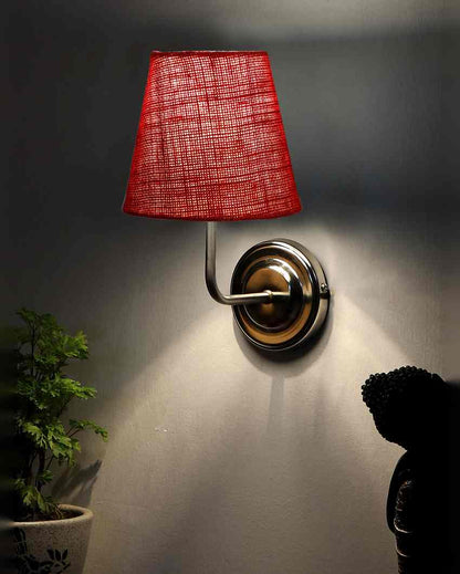 Earthy Jute Wall Mounted Lamp With Steel Base | 7 x 6 x 10 inches