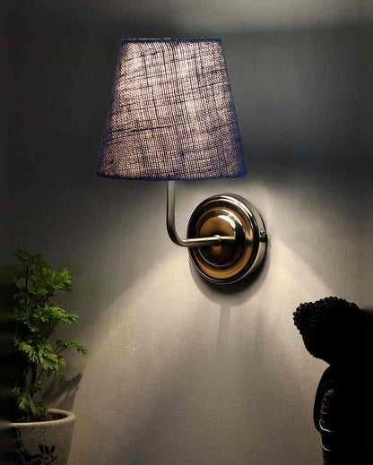 Earthy Jute Wall Mounted Lamp With Steel Base | 7 x 6 x 10 inches