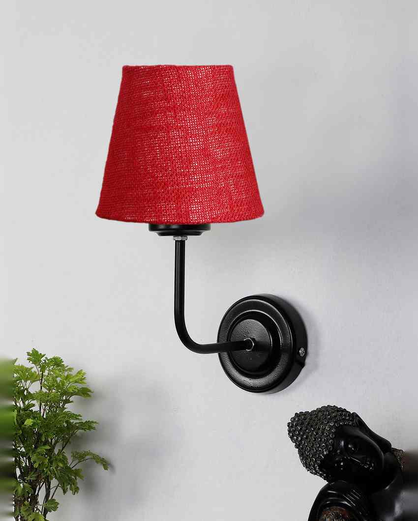 Rustic Warm Jute Wall Lamp Iron Base | 7 x 6 x 10 inches