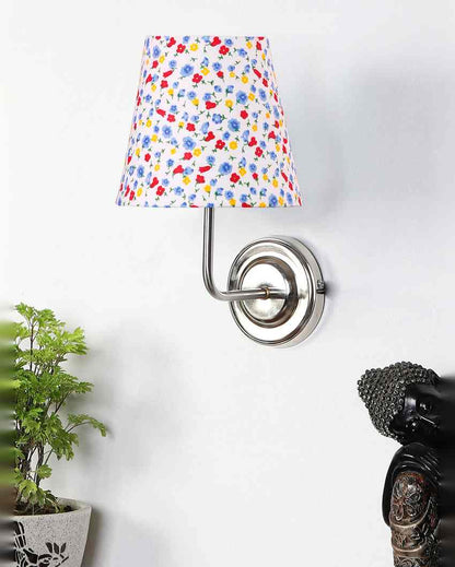 Stylish Cotton Shade Wall Mounted Lamp With Steel Base | 7 x 6 x 10 inches