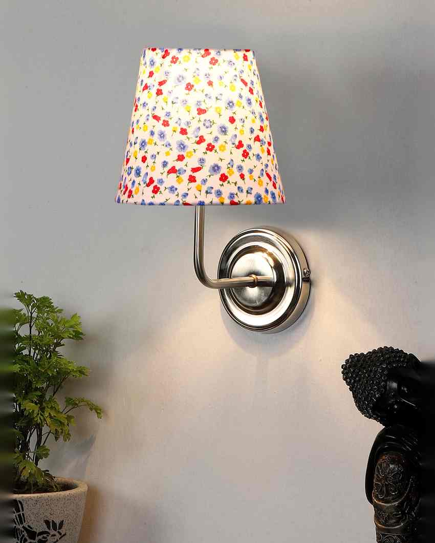 Stylish Cotton Shade Wall Mounted Lamp With Steel Base | 7 x 6 x 10 inches