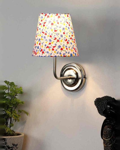 Stylish Cotton Shade Wall Mounted Lamp With Steel Base | 7 x 6 x 10 inches