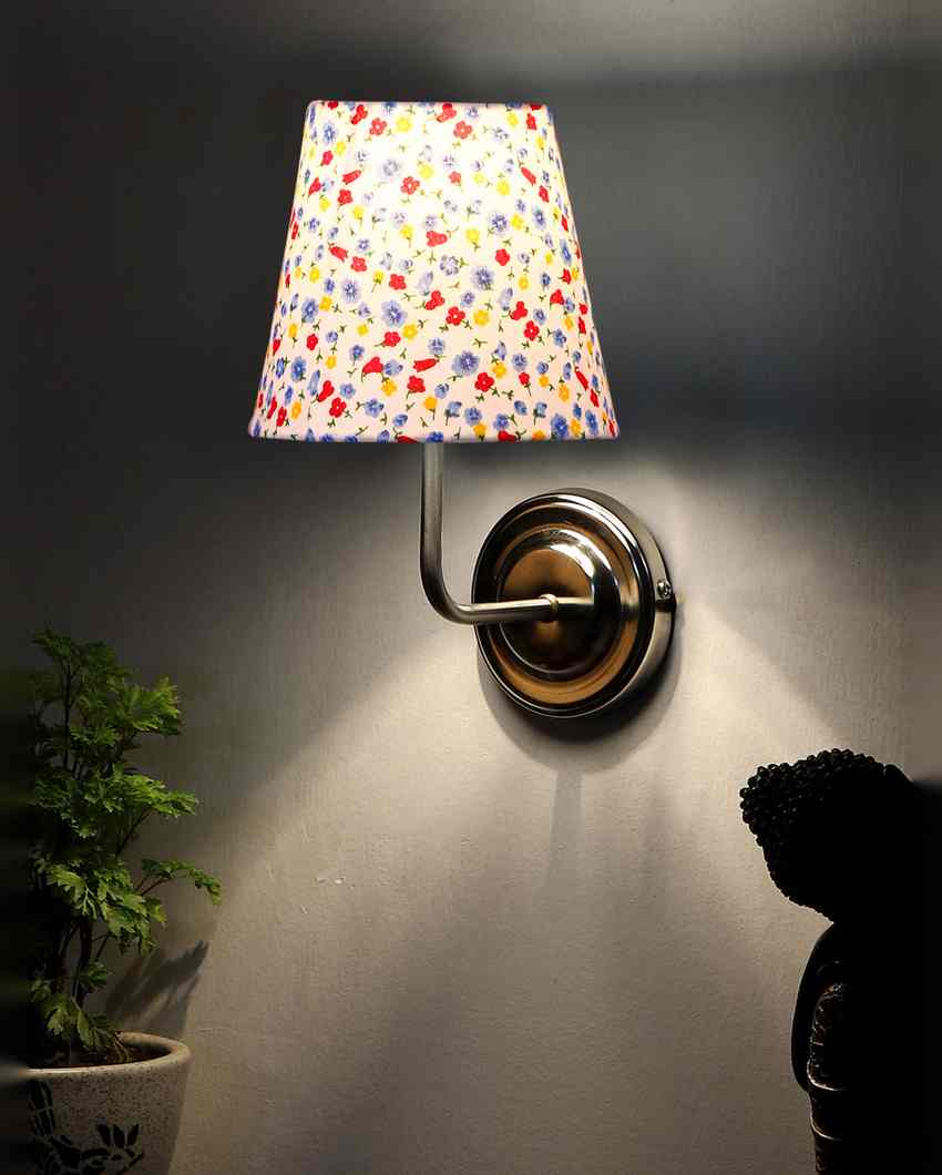 Stylish Cotton Shade Wall Mounted Lamp With Steel Base | 7 x 6 x 10 inches