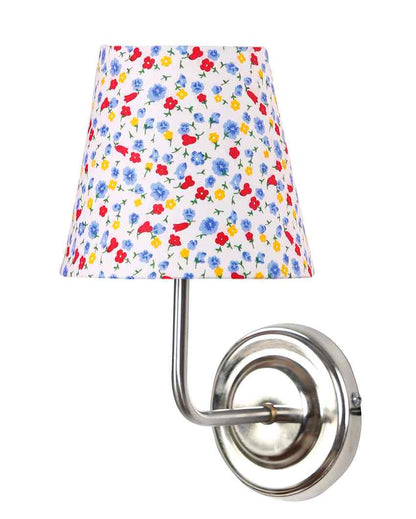 Stylish Cotton Shade Wall Mounted Lamp With Steel Base | 7 x 6 x 10 inches