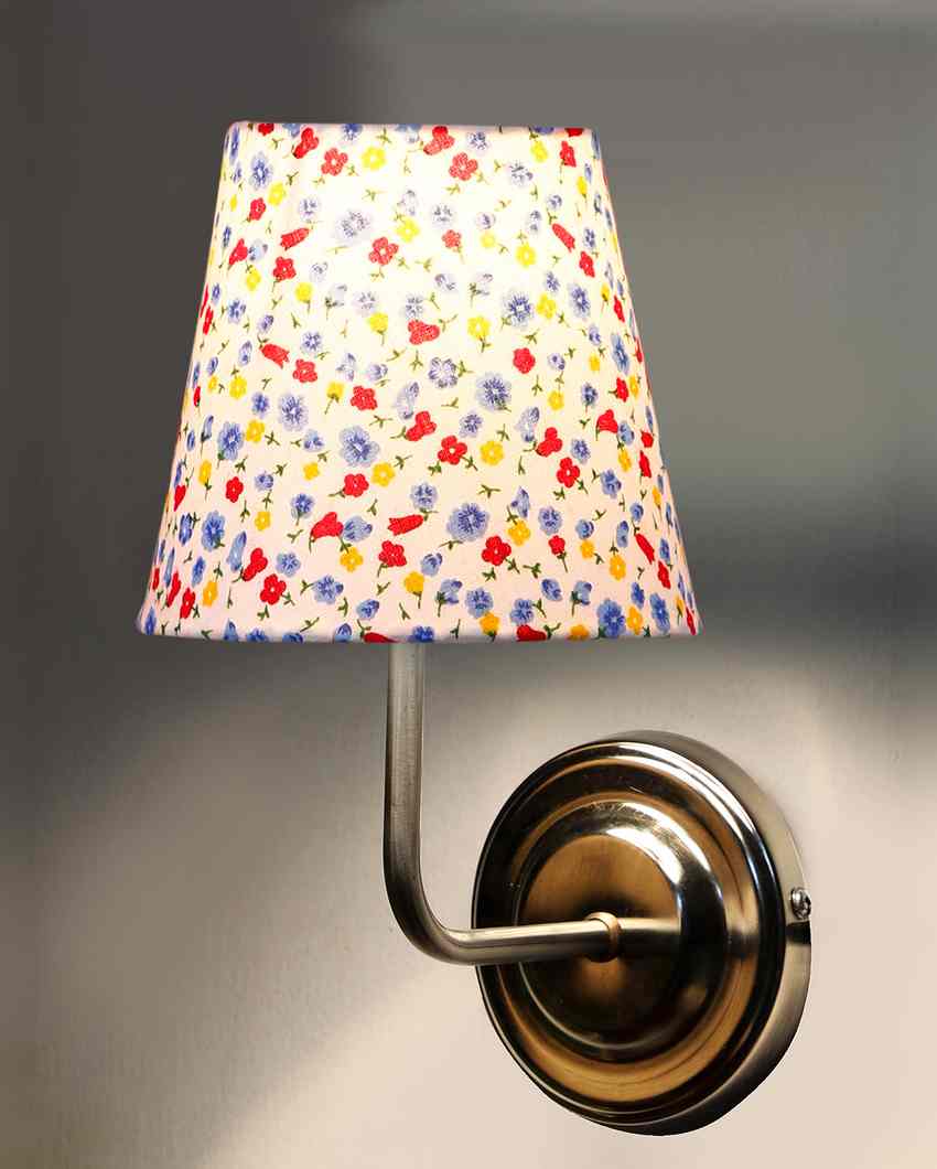 Stylish Cotton Shade Wall Mounted Lamp With Steel Base | 7 x 6 x 10 inches