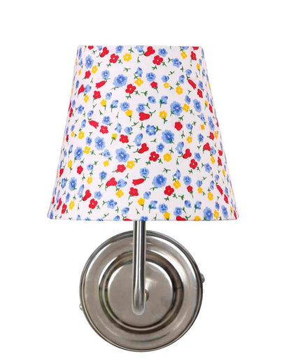 Stylish Cotton Shade Wall Mounted Lamp With Steel Base | 7 x 6 x 10 inches