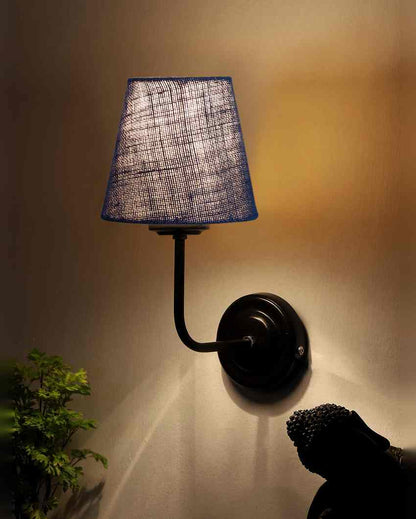 Rustic Warm Jute Wall Lamp Iron Base | 7 x 6 x 10 inches