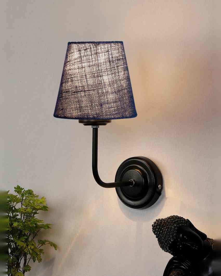 Rustic Warm Jute Wall Lamp Iron Base | 7 x 6 x 10 inches