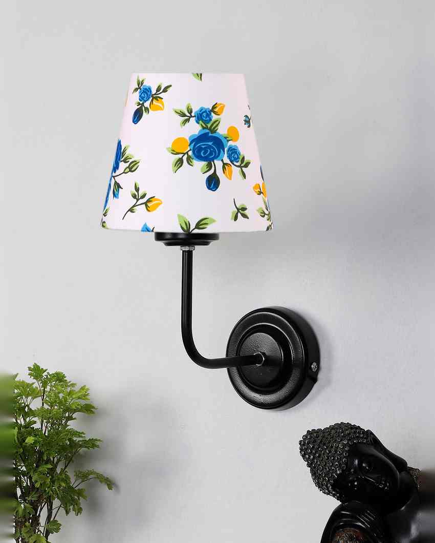 Elegant Artistic Cotton Shade Wall Mounted Lamp with Iron Base | 7 x 6 x 10 inches