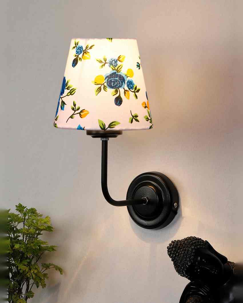 Elegant Artistic Cotton Shade Wall Mounted Lamp with Iron Base | 7 x 6 x 10 inches